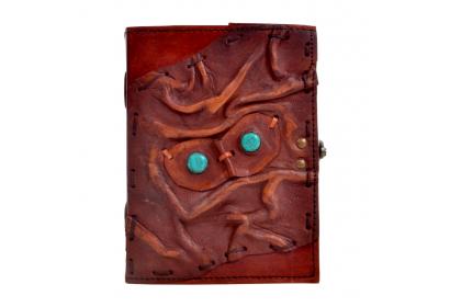 Handmade antique 2 stone  eyes on face leather journal diary and notebook